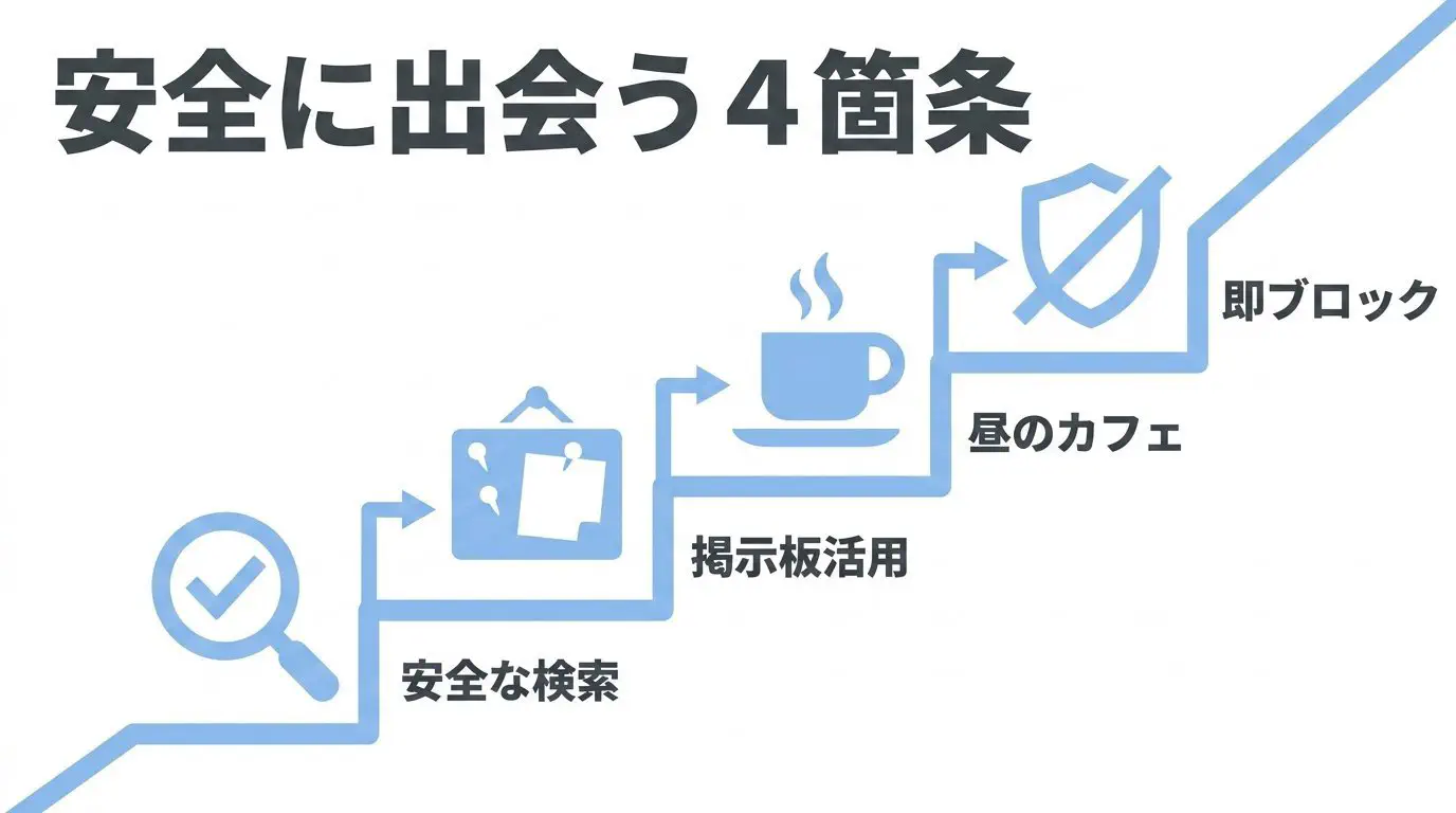 安全に出会うための4つの実践ルールの図解