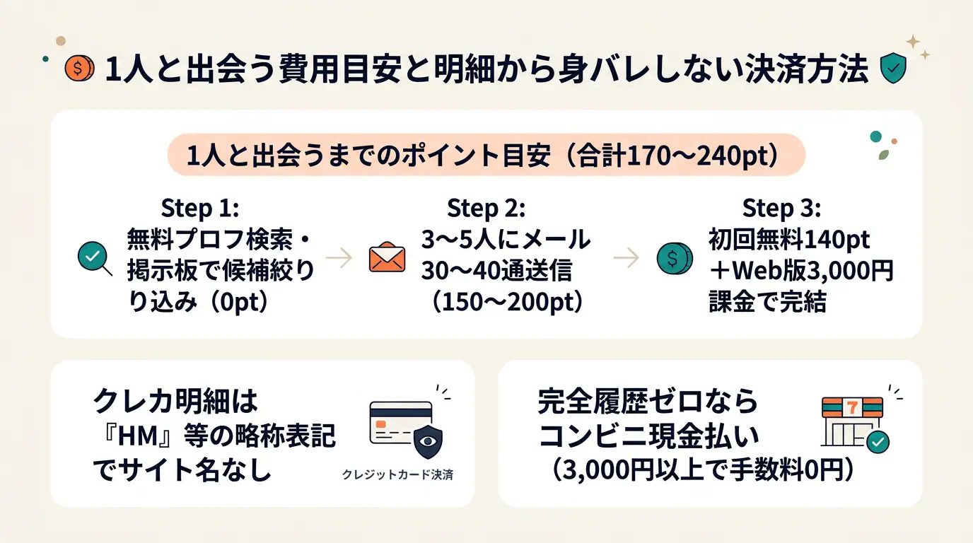 ハッピーメールで1人と出会うまでの費用シミュレーションと身バレ防止決済