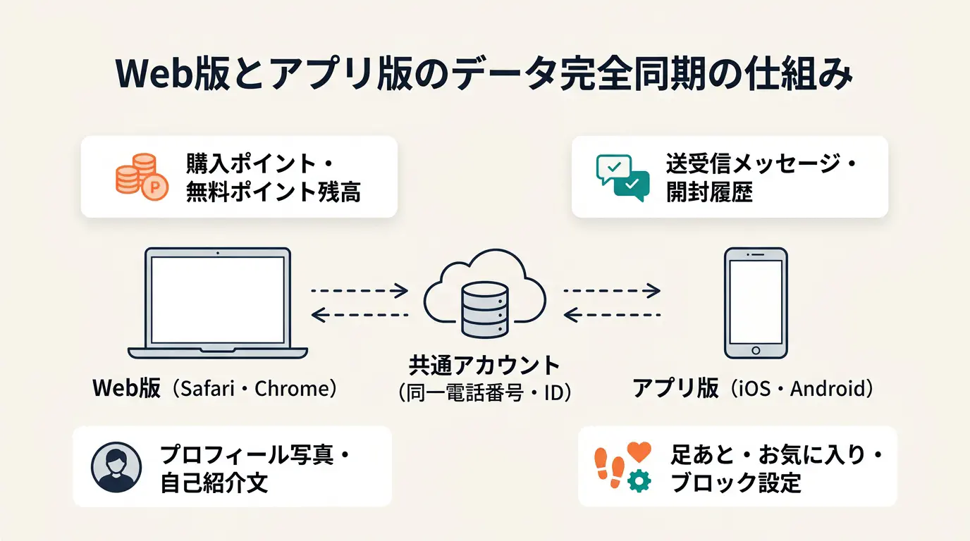 Web版とアプリ版のデータ完全同期の仕組み