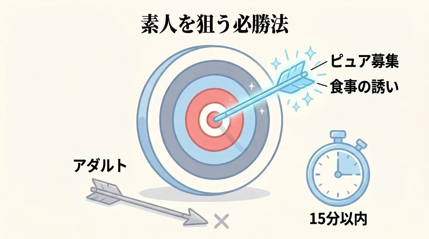 ピュア掲示板と食事のお誘い機能を活用した素人女性の一本釣り手順