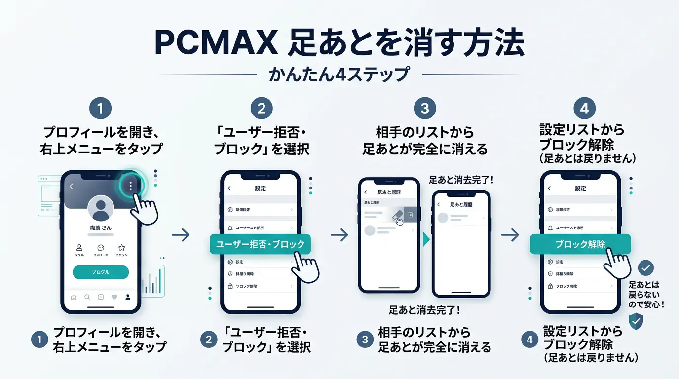 PCMAXの足あとを消す方法の4ステップ