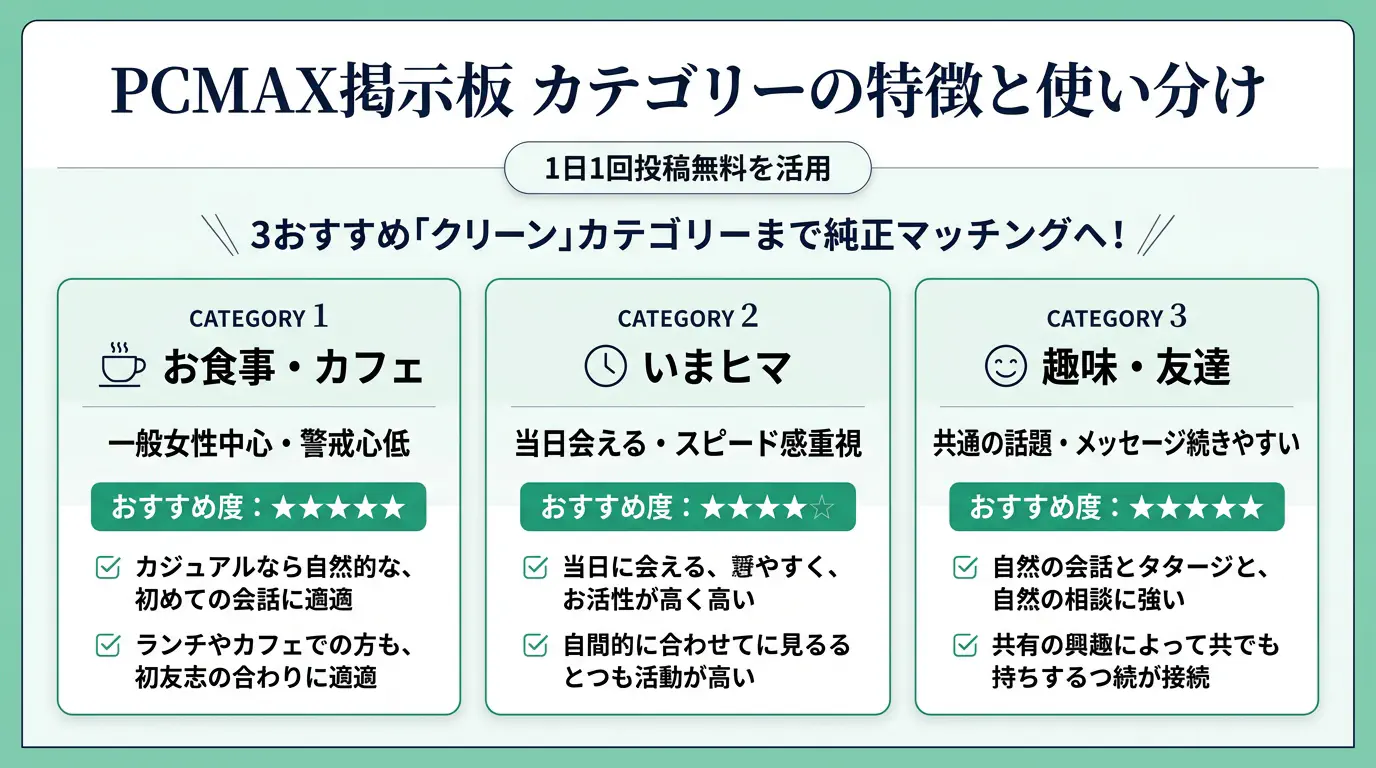 PCMAX掲示板 カテゴリーの特徴と使い分け