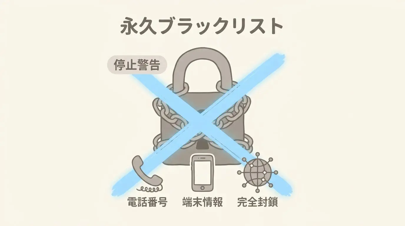 強制退会処分時の警告表示と永久ブラックリストの仕組み