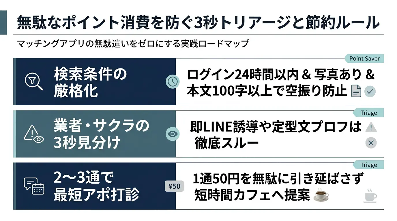 無駄なポイント消費を防ぐ3秒トリアージと節約ルール