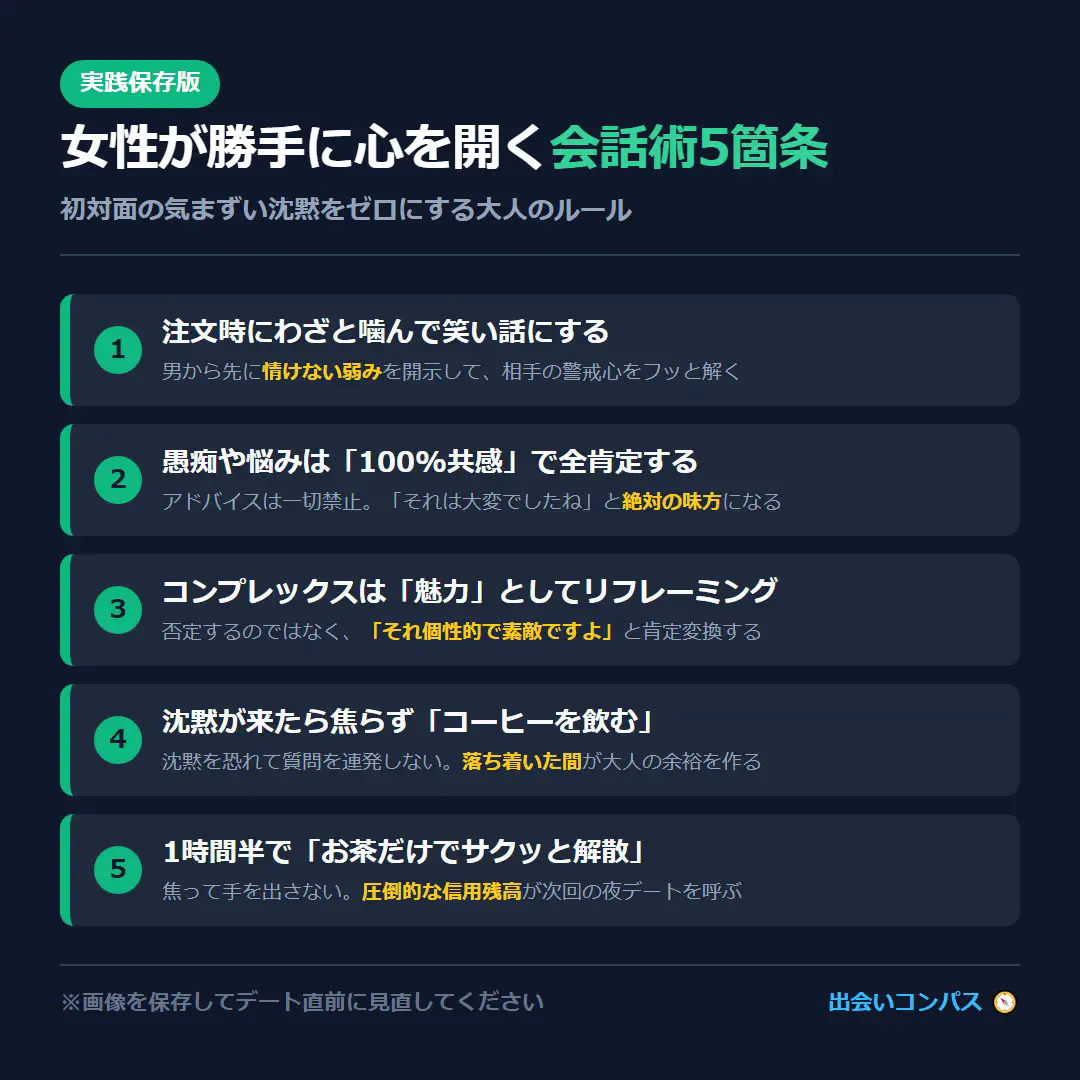 女性が勝手に心を開く会話術5箇条