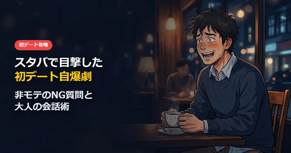 スタバで目撃したアプリ初デート自爆劇。非モテがやりがちなNG質問と大人の会話術