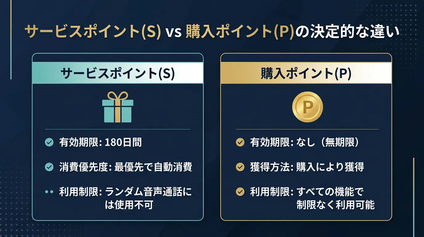 サービスポイント(S) vs 購入ポイント(P)の決定的な違い（期限と消費優先度）