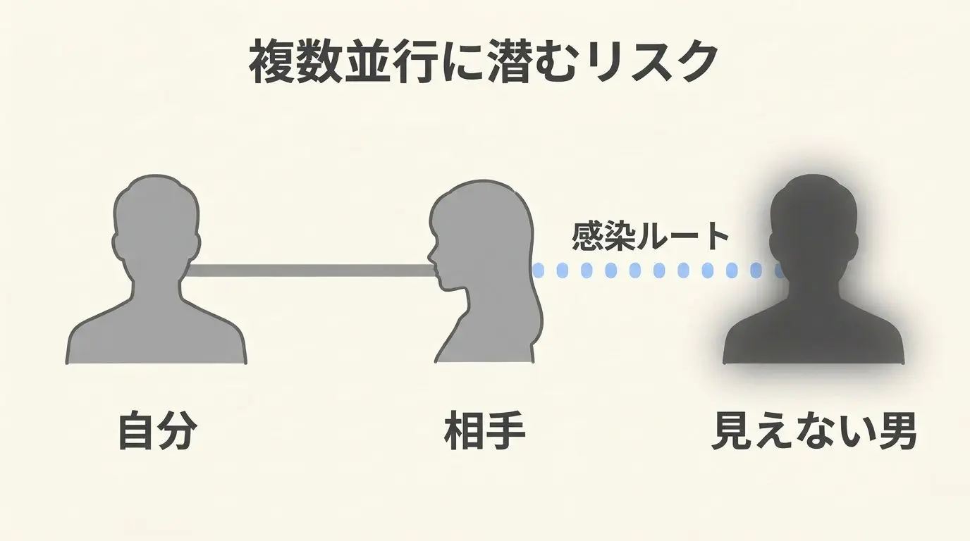 出会い系での複数並行とクラミジア感染リスクの構造図解