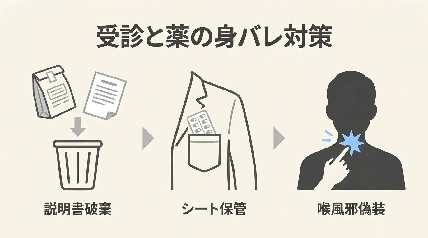家庭内での処方薬偽装工作とセフレへの休止口実フロー