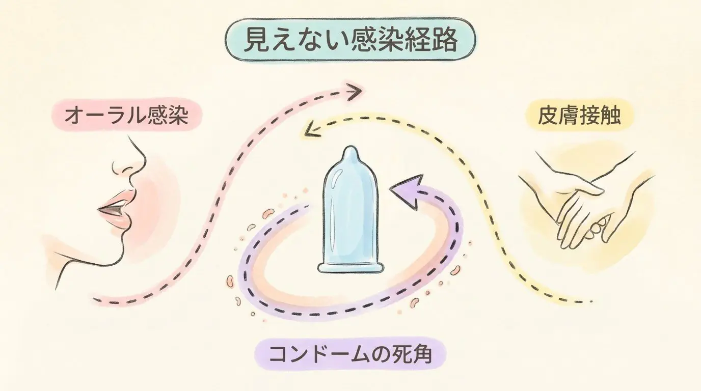 出会い系での無防備な接触と見えない感染ルートの図解